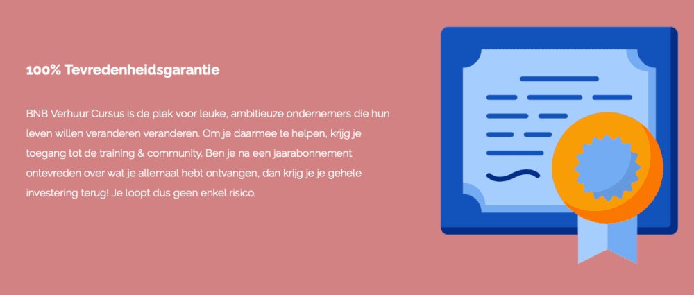 Tevredenheidsgarantie: werkt de cursus niet, dan kun je geld terugvragen